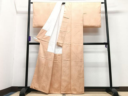 平和屋着物■豪華色留袖　片輪車地紋　杏色　正絹　逸品　CABG6581xe