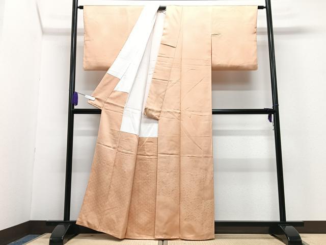 平和屋着物■豪華色留袖　片輪車地紋　杏色　正絹　逸品　CABG6581xe
