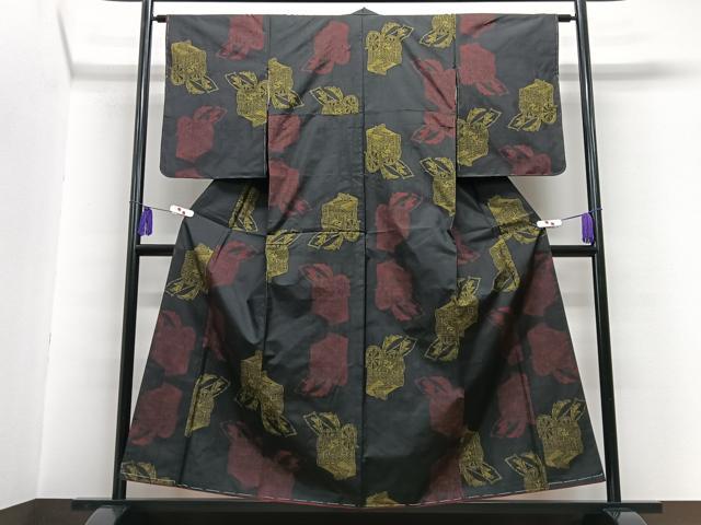 平和屋着物■上質な紬　御所車文　正絹　逸品　CABG6585xe