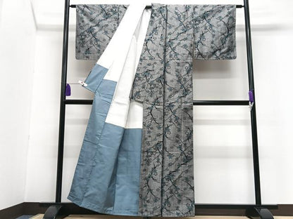 平和屋着物■上質な紬　枝花文　正絹　逸品　CABG6590xe