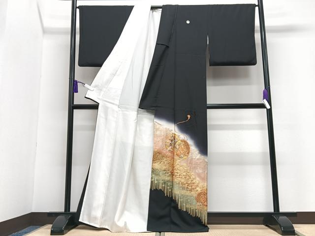平和屋着物■豪華黒留袖　作家物　花鼓笹竹文　暈し染め　金彩　正絹　逸品　CABG6598xe