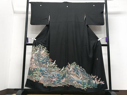 平和屋着物■豪華黒留袖 作家物 飛鶴風景文 金彩 正絹 逸品 CABG6606xe