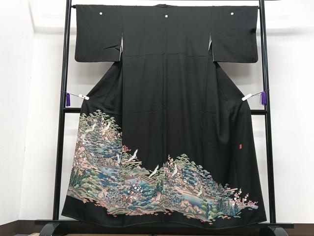 平和屋着物■豪華黒留袖 作家物 飛鶴風景文 金彩 正絹 逸品 CABG6606xe