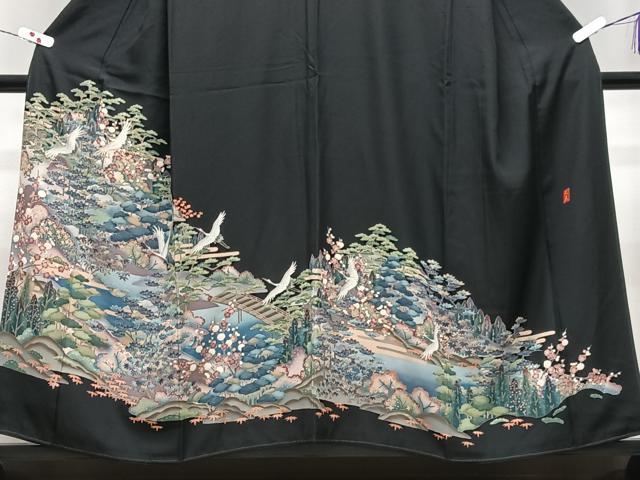 平和屋着物■豪華黒留袖 作家物 飛鶴風景文 金彩 正絹 逸品 CABG6606xe