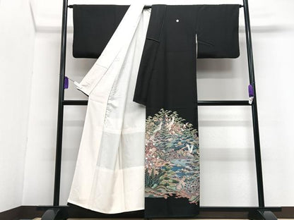 平和屋着物■豪華黒留袖 作家物 飛鶴風景文 金彩 正絹 逸品 CABG6606xe