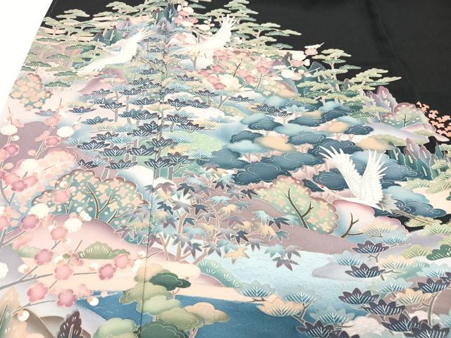 平和屋着物■豪華黒留袖 作家物 飛鶴風景文 金彩 正絹 逸品 CABG6606xe