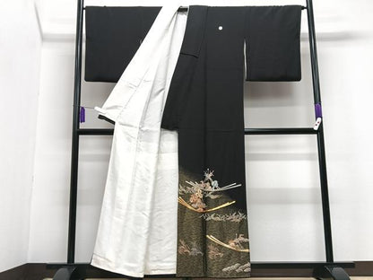 平和屋着物■豪華黒留袖 作家物 駒刺繍 宝船 暈し染め 金彩 正絹 逸品 CABG6612xe