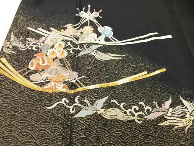 平和屋着物■豪華黒留袖 作家物 駒刺繍 宝船 暈し染め 金彩 正絹 逸品 CABG6612xe