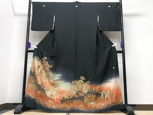 平和屋着物■豪華黒留袖　作家物　花鼓文　暈し染め　金彩　正絹　逸品　CABG6614xe