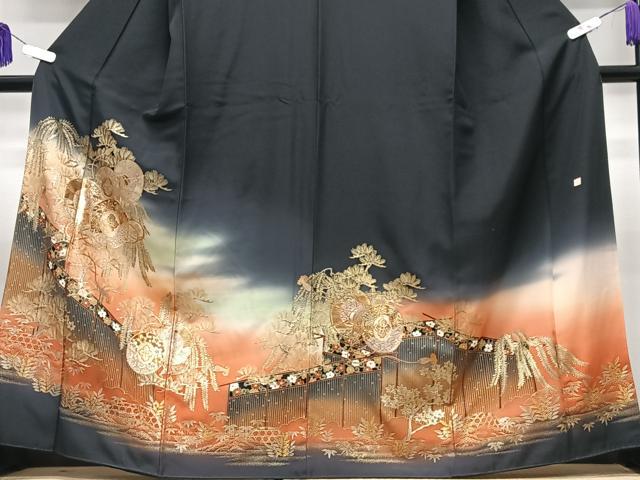 平和屋着物■豪華黒留袖　作家物　花鼓文　暈し染め　金彩　正絹　逸品　CABG6614xe