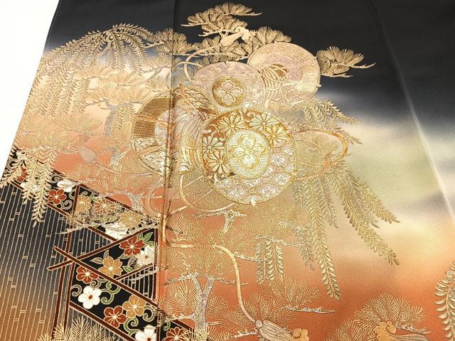 平和屋着物■豪華黒留袖　作家物　花鼓文　暈し染め　金彩　正絹　逸品　CABG6614xe