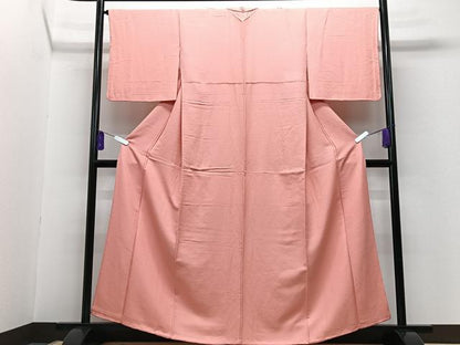 平和屋着物■上質な色無地　珊瑚色　反端付き　正絹　逸品　CABG6615xe
