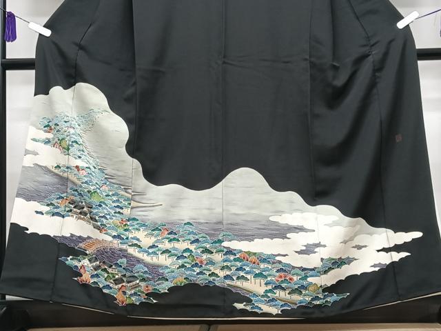 平和屋着物■豪華黒留袖　風景松文　正絹　逸品　CABG6616xe