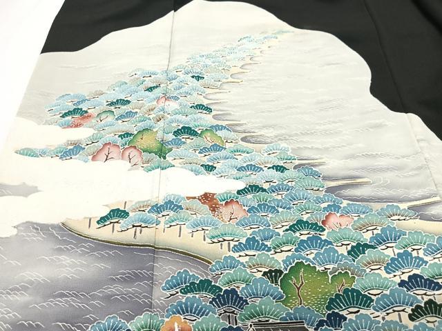 平和屋着物■豪華黒留袖　風景松文　正絹　逸品　CABG6616xe