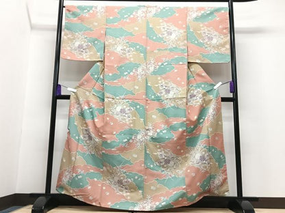 平和屋着物■小紋　草花文　洗える着物　CABG6619xe