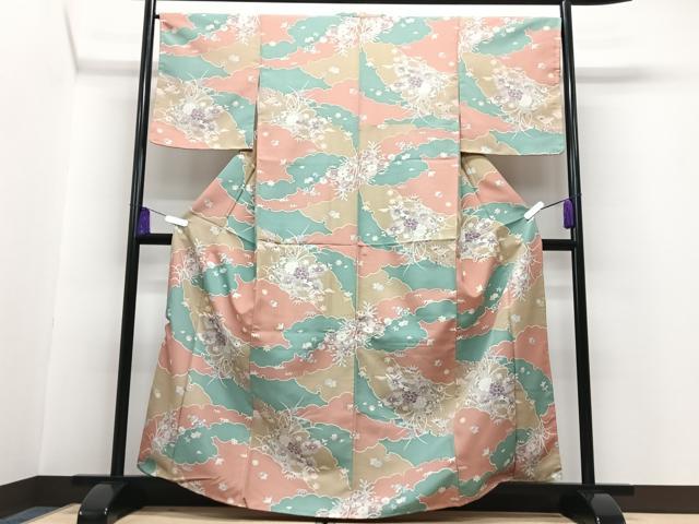 平和屋着物■小紋　草花文　洗える着物　CABG6619xe