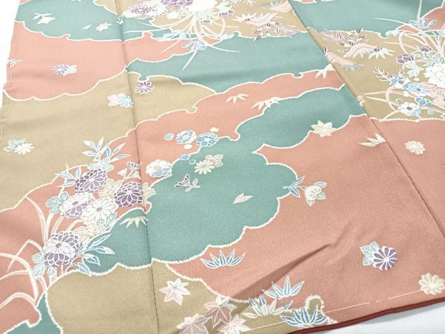 平和屋着物■小紋　草花文　洗える着物　CABG6619xe