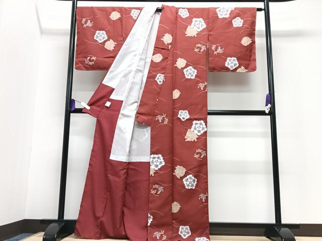 平和屋着物■小紋　芝草花丸文　洗える着物　CABG6620xe
