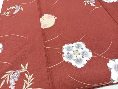 平和屋着物■小紋　芝草花丸文　洗える着物　CABG6620xe
