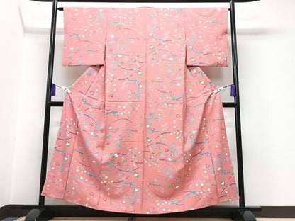 平和屋着物■小紋　草花文　洗える着物　CABG6624xe
