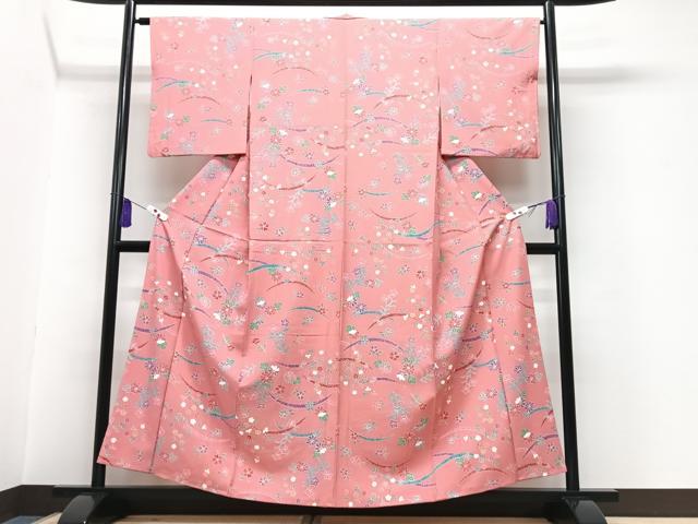 平和屋着物■小紋　草花文　洗える着物　CABG6624xe
