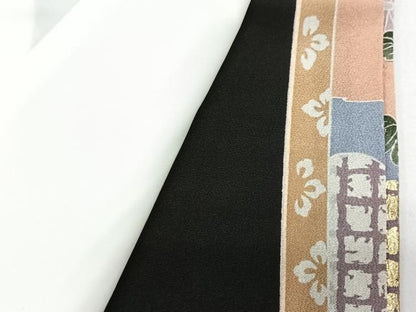 平和屋着物■豪華黒留袖　屏風花鳥文　暈し染め　金彩　正絹　逸品　CABG6629xe