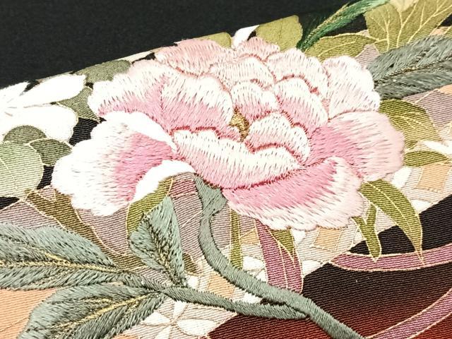 平和屋着物■豪華黒留袖　刺繍　几帳文箱花文　金彩　正絹　逸品　CABG6630xe