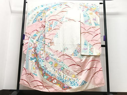 平和屋着物■豪華振袖　芝草花唐草文　金彩　正絹　逸品　CABG6632xe
