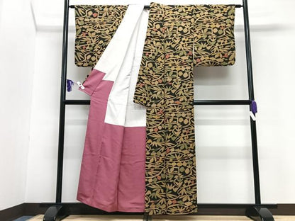 平和屋着物■上質な小紋　葉尽くし　正絹　逸品　CABG6635xe