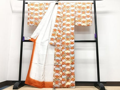 平和屋着物■上質な小紋　扇面花文　正絹　逸品　CABG6636xe