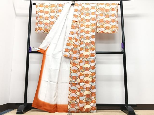 平和屋着物■上質な小紋　扇面花文　正絹　逸品　CABG6636xe