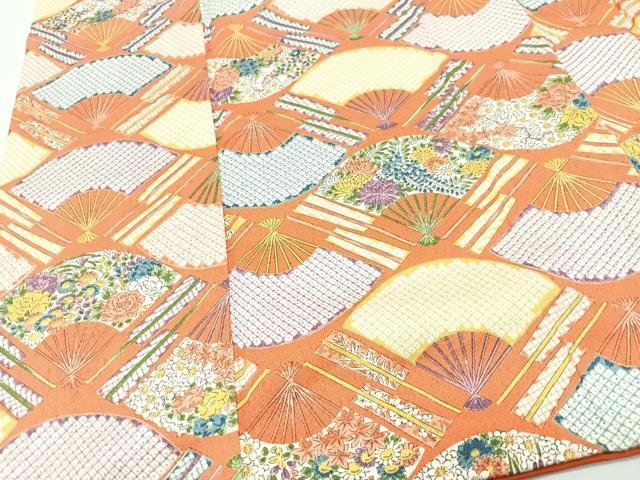 平和屋着物■上質な小紋　扇面花文　正絹　逸品　CABG6636xe