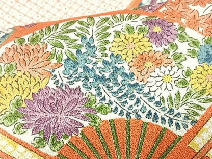 平和屋着物■上質な小紋　扇面花文　正絹　逸品　CABG6636xe