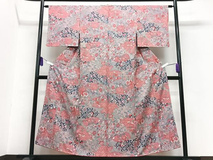 平和屋着物■上質な小紋　花蝶文　正絹　逸品　CABG6638xe