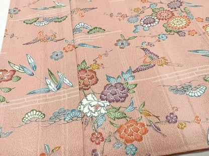 平和屋着物■上質な小紋　花鳥文　正絹　逸品　CABG6645xe