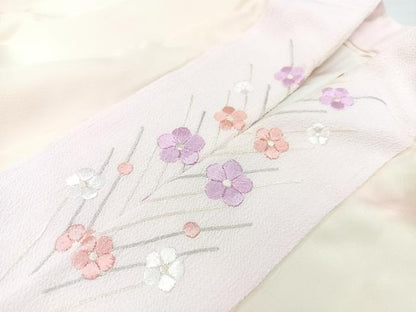 平和屋着物■長襦袢　袷　草花地紋　半衿刺繍　洗える着物　CABG6652xe