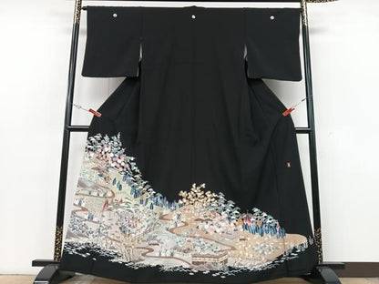 平和屋着物■豪華黒留袖　作家物　風景文　正絹　逸品　CABG6657xe