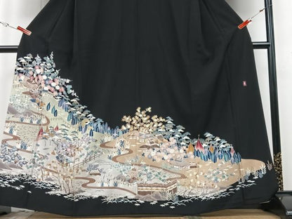 平和屋着物■豪華黒留袖　作家物　風景文　正絹　逸品　CABG6657xe