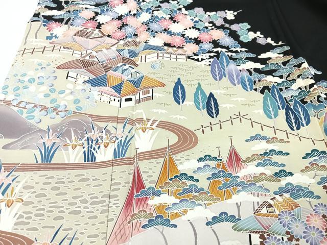 平和屋着物■豪華黒留袖　作家物　風景文　正絹　逸品　CABG6657xe