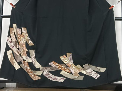 平和屋着物■豪華黒留袖　短冊吉祥花文　金彩　正絹　逸品　CABG6659xe