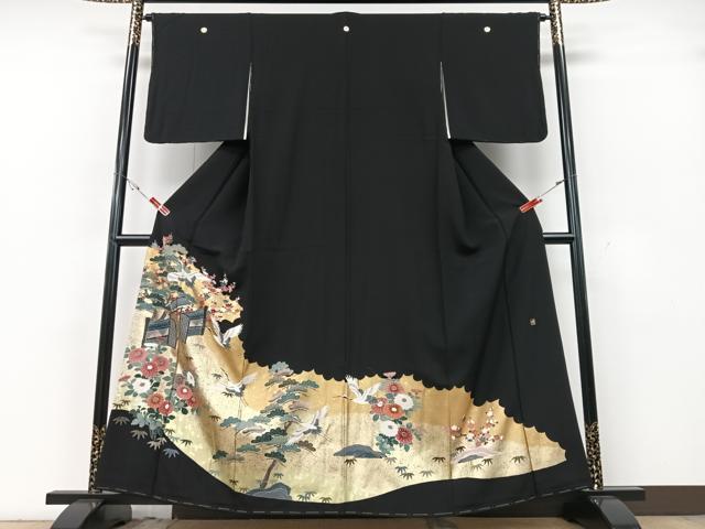 平和屋着物■豪華黒留袖　作家物　飛鶴花文　金彩　正絹　逸品　CABG6660xe