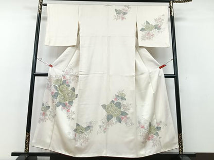 平和屋着物■訪問着　手描き　草花文　正絹　逸品　CABG6661xe