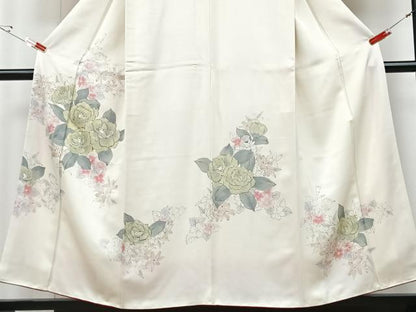 平和屋着物■訪問着　手描き　草花文　正絹　逸品　CABG6661xe