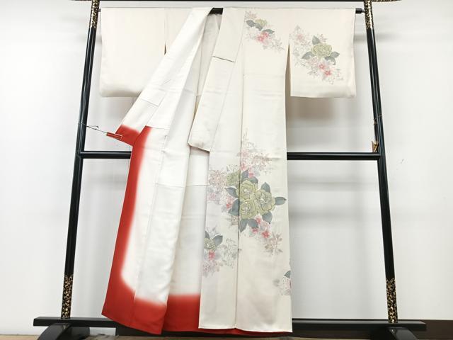 平和屋着物■訪問着　手描き　草花文　正絹　逸品　CABG6661xe