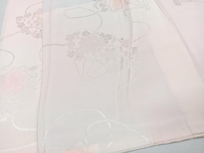 平和屋着物■振袖用長襦袢　無双仕立て　扇面花地紋　正絹　逸品　CABG6666xe