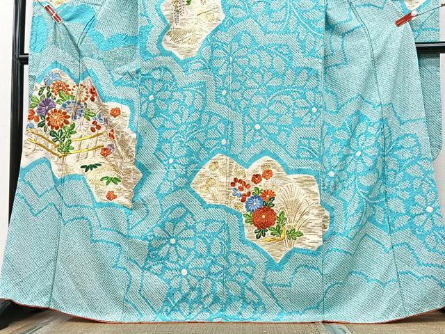 平和屋着物■豪華振袖　駒刺繍　絞り　草花文　金彩　正絹　逸品　未使用　CABG6670xe