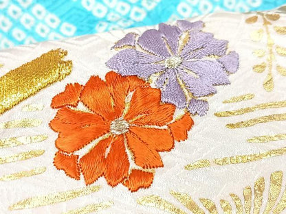 平和屋着物■豪華振袖　駒刺繍　絞り　草花文　金彩　正絹　逸品　未使用　CABG6670xe