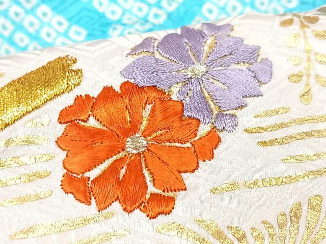 平和屋着物■豪華振袖　駒刺繍　絞り　草花文　金彩　正絹　逸品　未使用　CABG6670xe