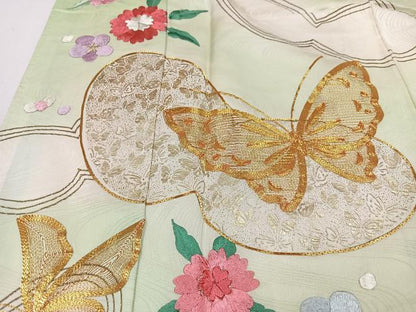 平和屋着物■豪華振袖　駒刺繍　花蝶文　暈し染め　正絹　逸品　CABG6672xe