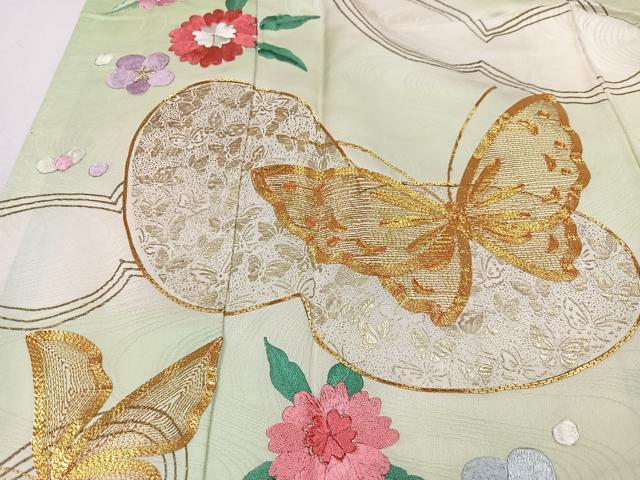 平和屋着物■豪華振袖　駒刺繍　花蝶文　暈し染め　正絹　逸品　CABG6672xe